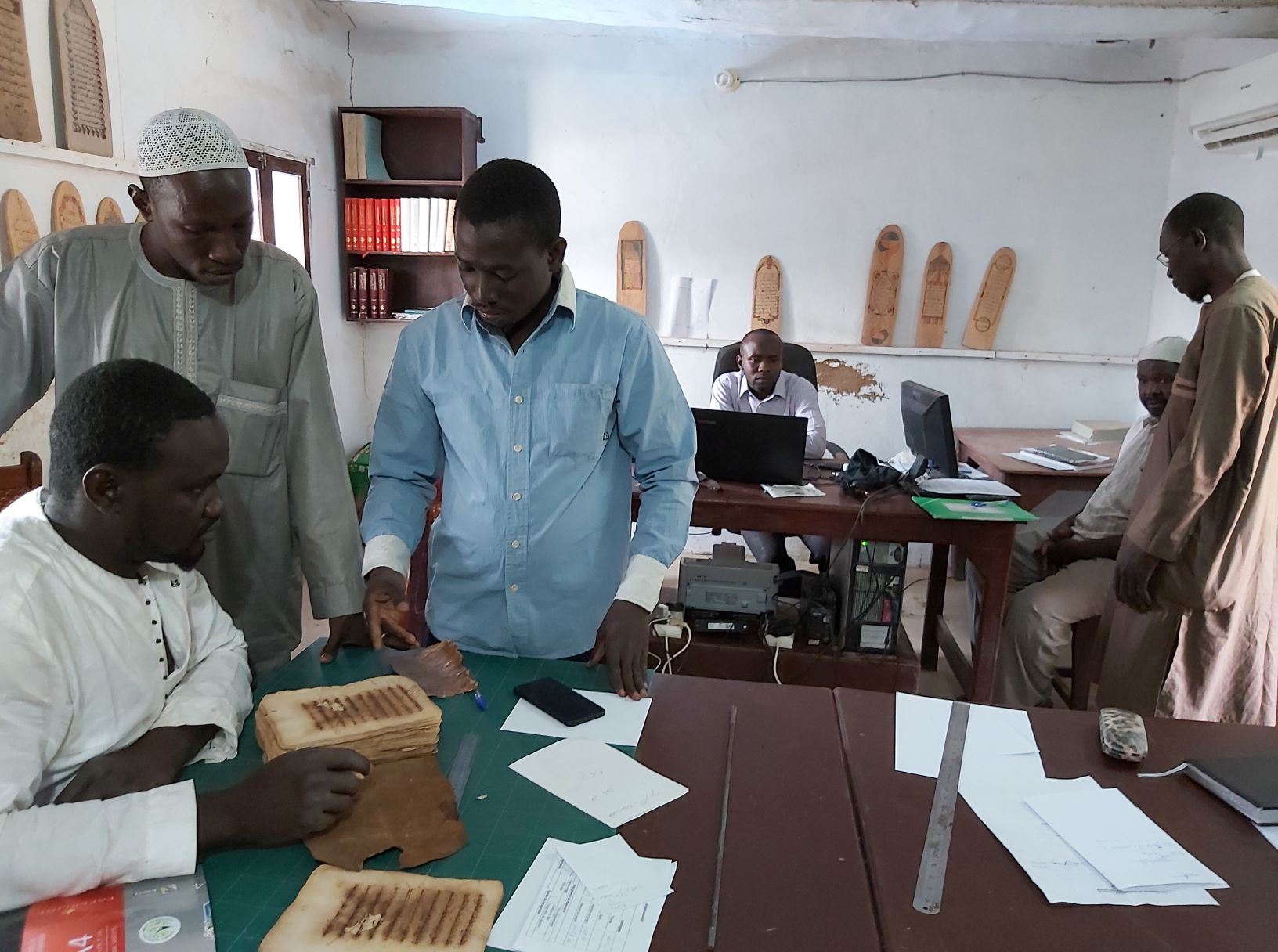 Technicians and archivists at the Djenné Manuscript Library